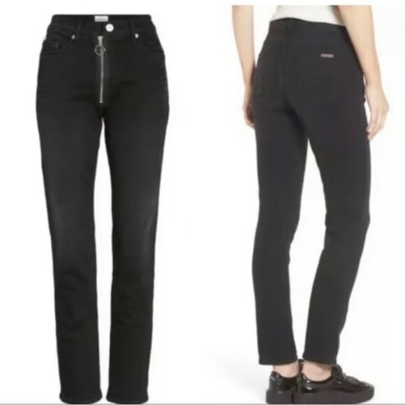 Hudson Jeans Riley Crop Relaxed Straight Jean With Exposed Zipper 27" - Picture 1 of 4